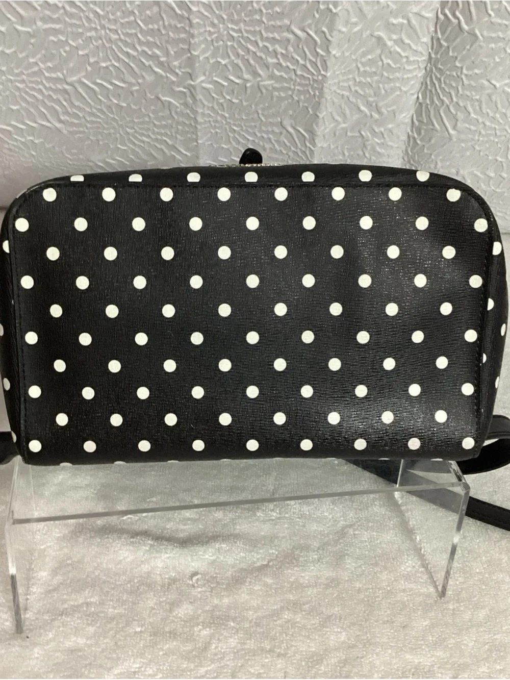 Disney Kate Spade Minnie Mouse Black & White Polka Dot Backpack EUC Retail $359
